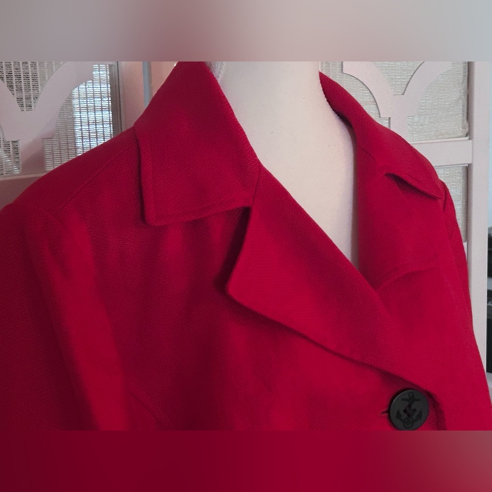 Nautical Ralph Lauren Vintage Red Jacket Blazer Linen 20w Navy Blue Cape Cod - Picture 5 of 15